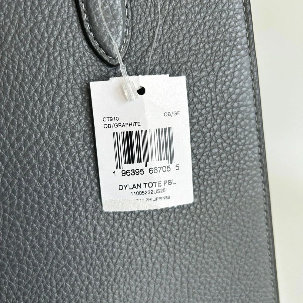 Coach Dylan Tote Graphite‎ Grey Pebbled Leather Crossbody Bag NEW